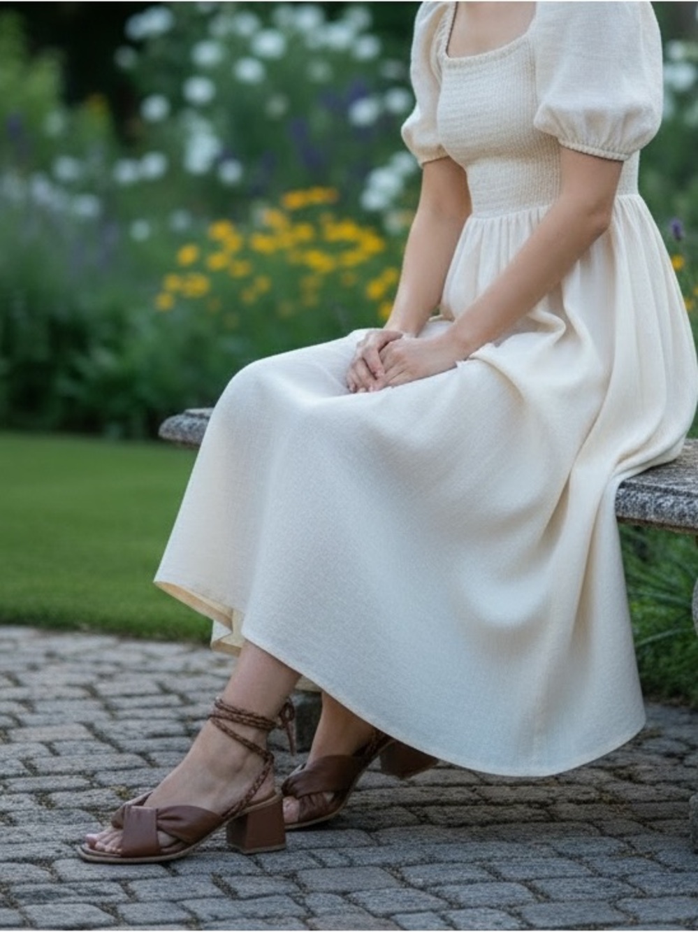 Sam & Libby Brown Braided Ankle Wrap Block Heel Sandals - Picture 3 of 9